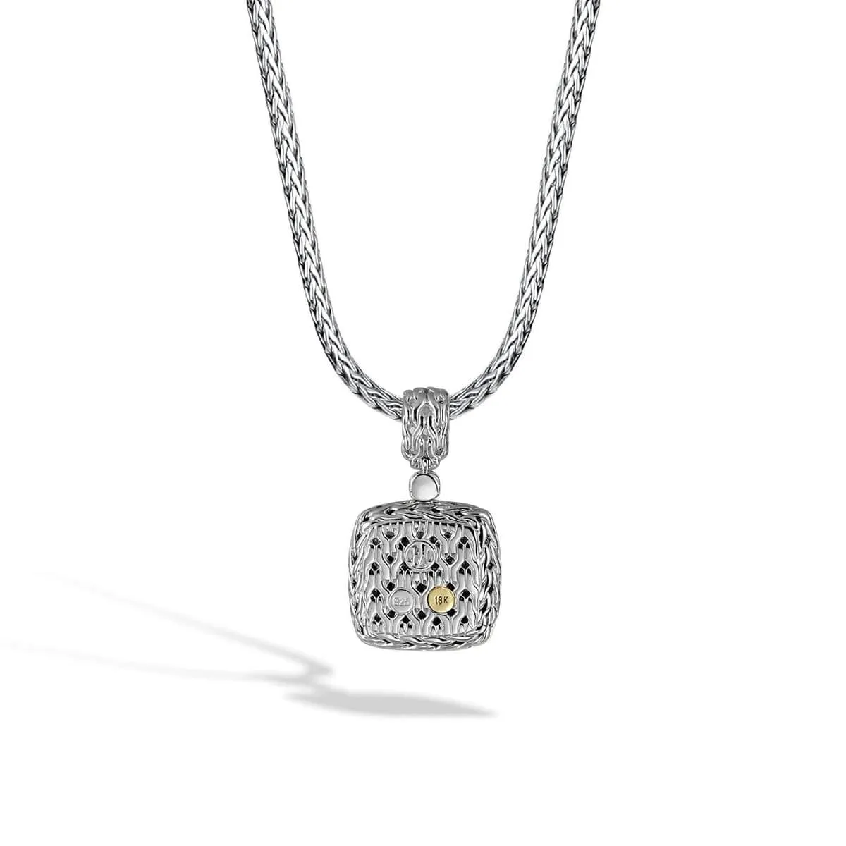 Classic Chain Silver Diamond Square Pendant - HBP92371DI