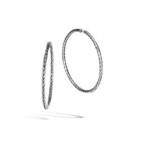 Classic Chain Silver Large Hoop Earrings - EB90374