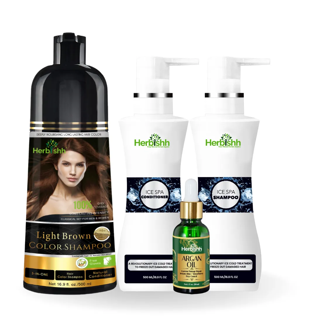 Combo: Color Shampoo, Argan Oil, and Ice Spa Shampoo - Herbishh