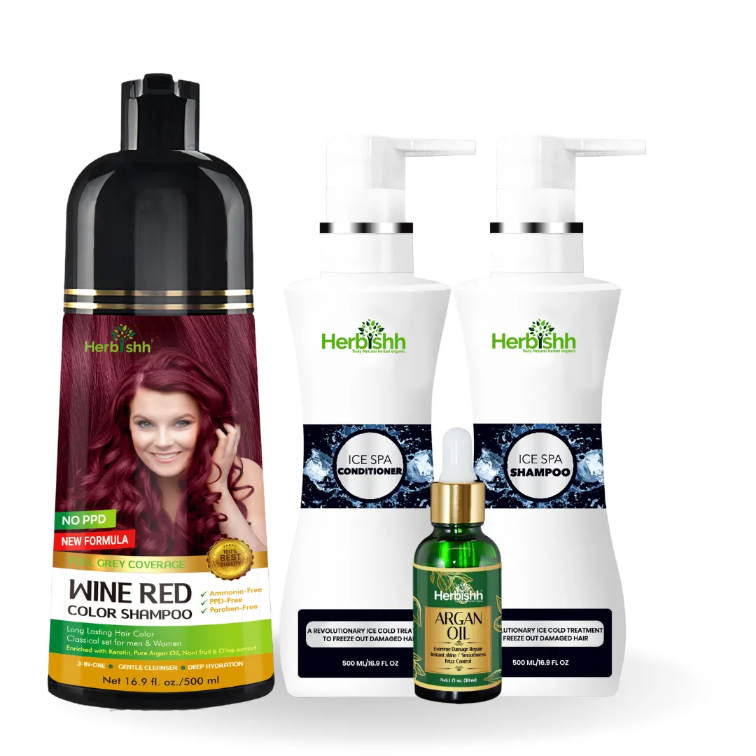 Combo: Color Shampoo, Argan Oil, and Ice Spa Shampoo - Herbishh