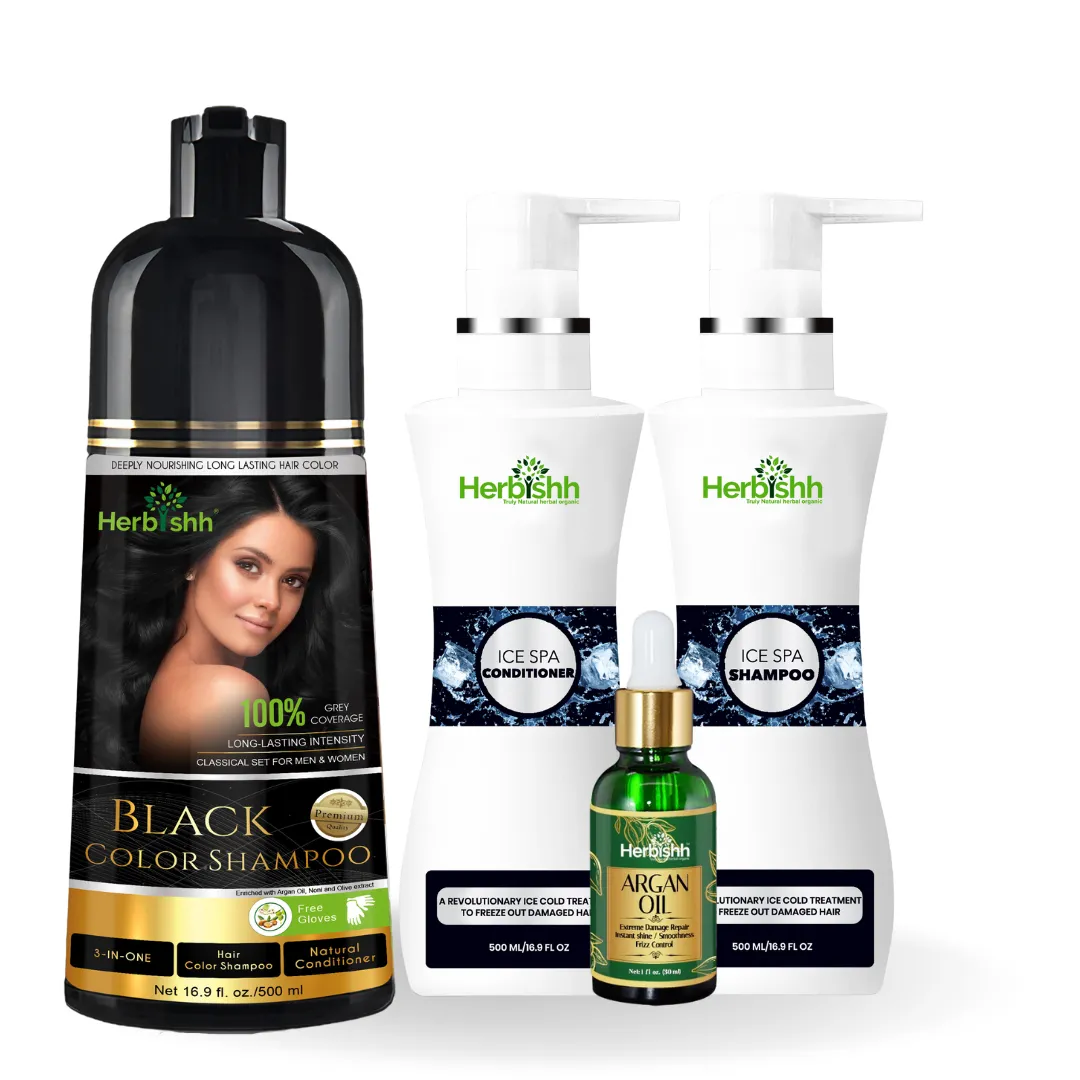 Combo: Color Shampoo, Argan Oil, and Ice Spa Shampoo - Herbishh