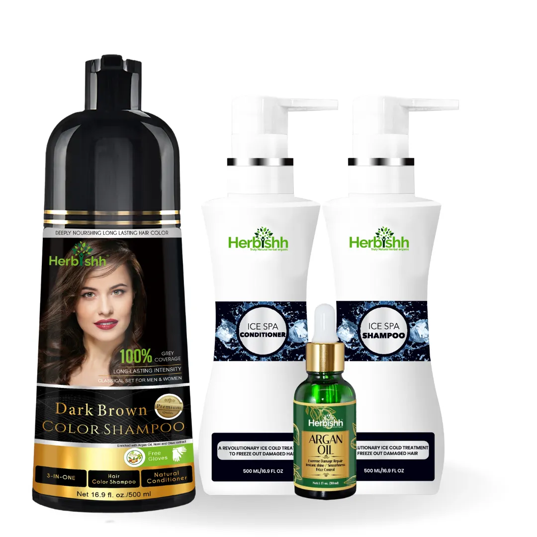 Combo: Color Shampoo, Argan Oil, and Ice Spa Shampoo - Herbishh