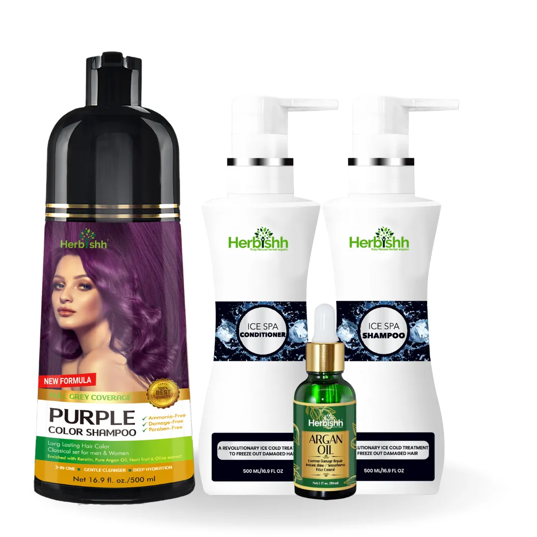 Combo: Color Shampoo, Argan Oil, and Ice Spa Shampoo - Herbishh
