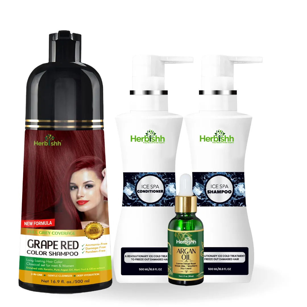 Combo: Color Shampoo, Argan Oil, and Ice Spa Shampoo - Herbishh