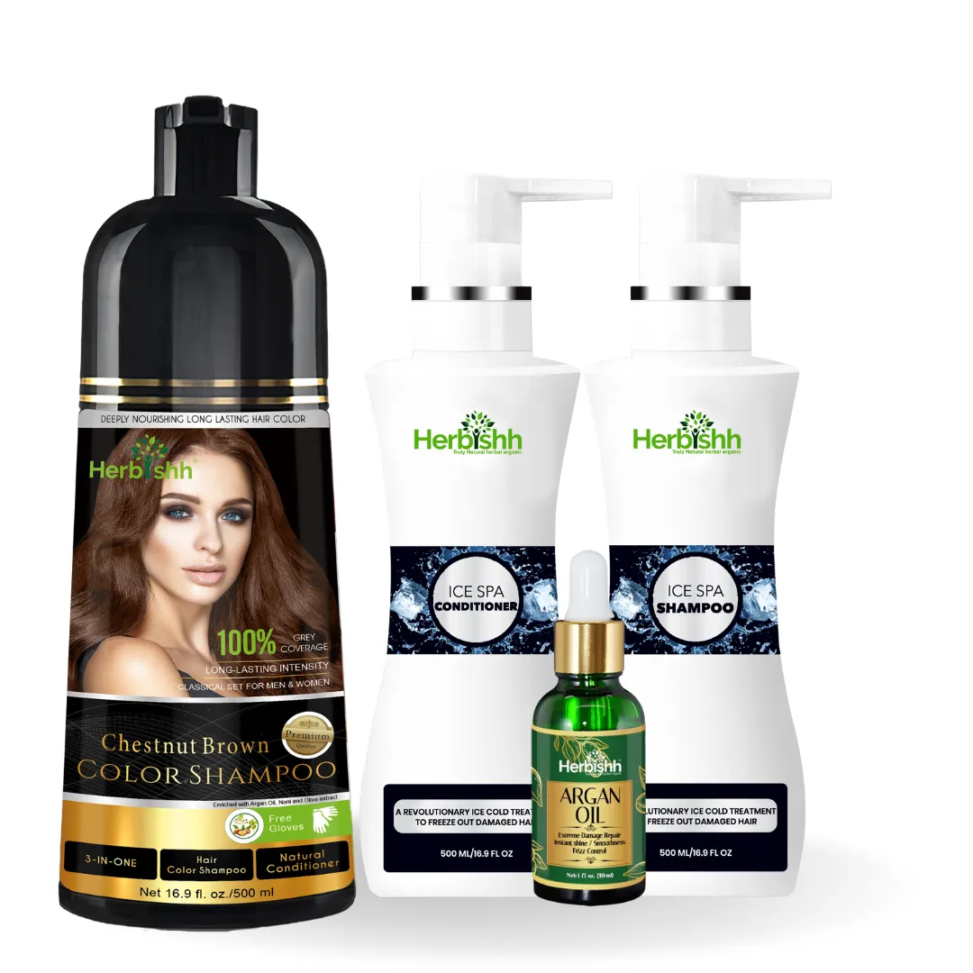 Combo: Color Shampoo, Argan Oil, and Ice Spa Shampoo - Herbishh