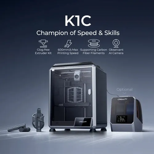 Creality K1C 3D Printer-2024 New Version 600mm/s High-Speed Auto Leveling Robust Direct Extruder Support 300°C Printing Upgrade K1 3D Printer with AI Camera Support Carbon Fiber Filaments-AU Stock