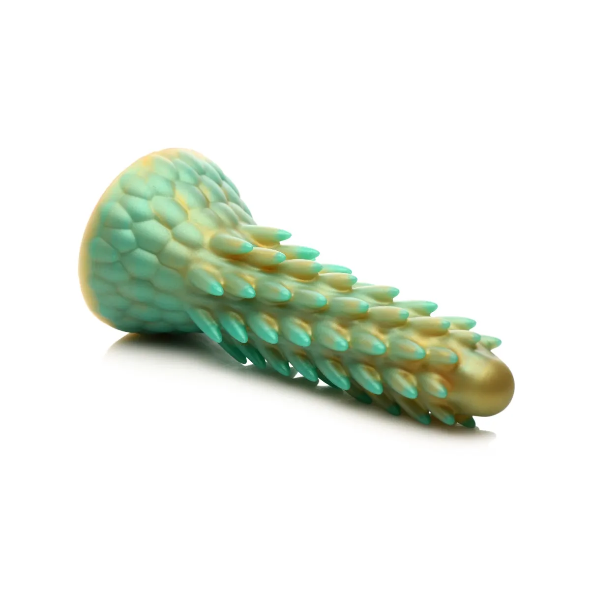 Creature Cocks Stegosaurus Spiky Reptile Silicone Dildo Gold Teal