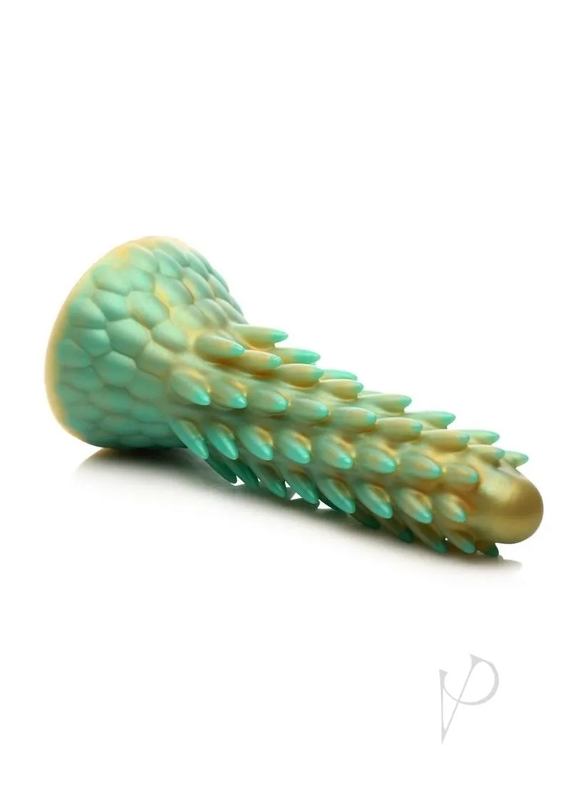 Creature Cocks Stegosaurus Spiky Reptile Silicone Dildo Teal & Gold