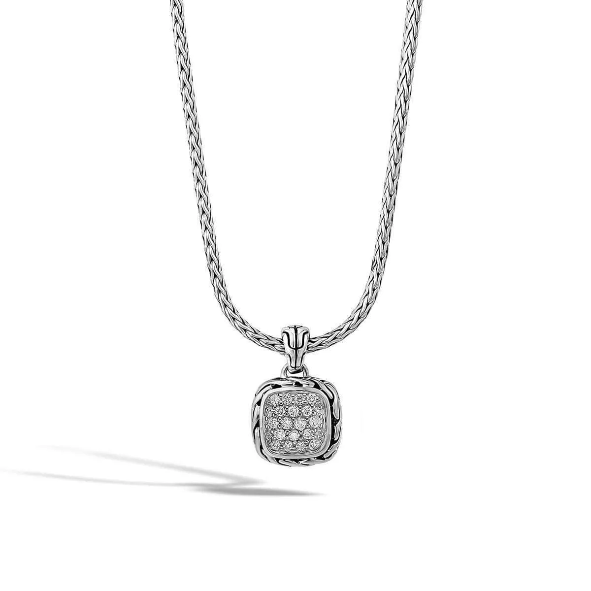 Diamond Pave Small Square Pendant Necklace - NBP992412DI