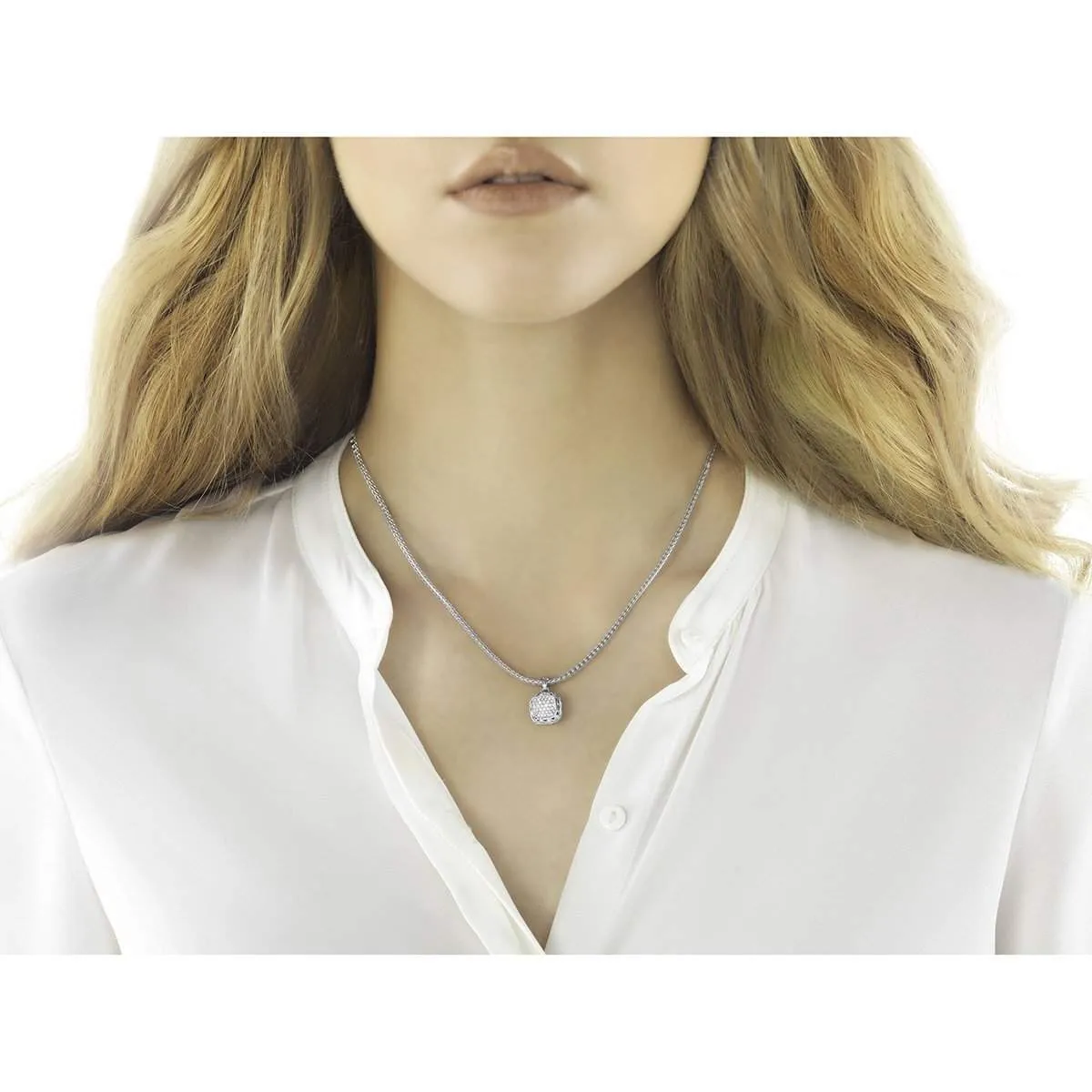 Diamond Pave Small Square Pendant Necklace - NBP992412DI
