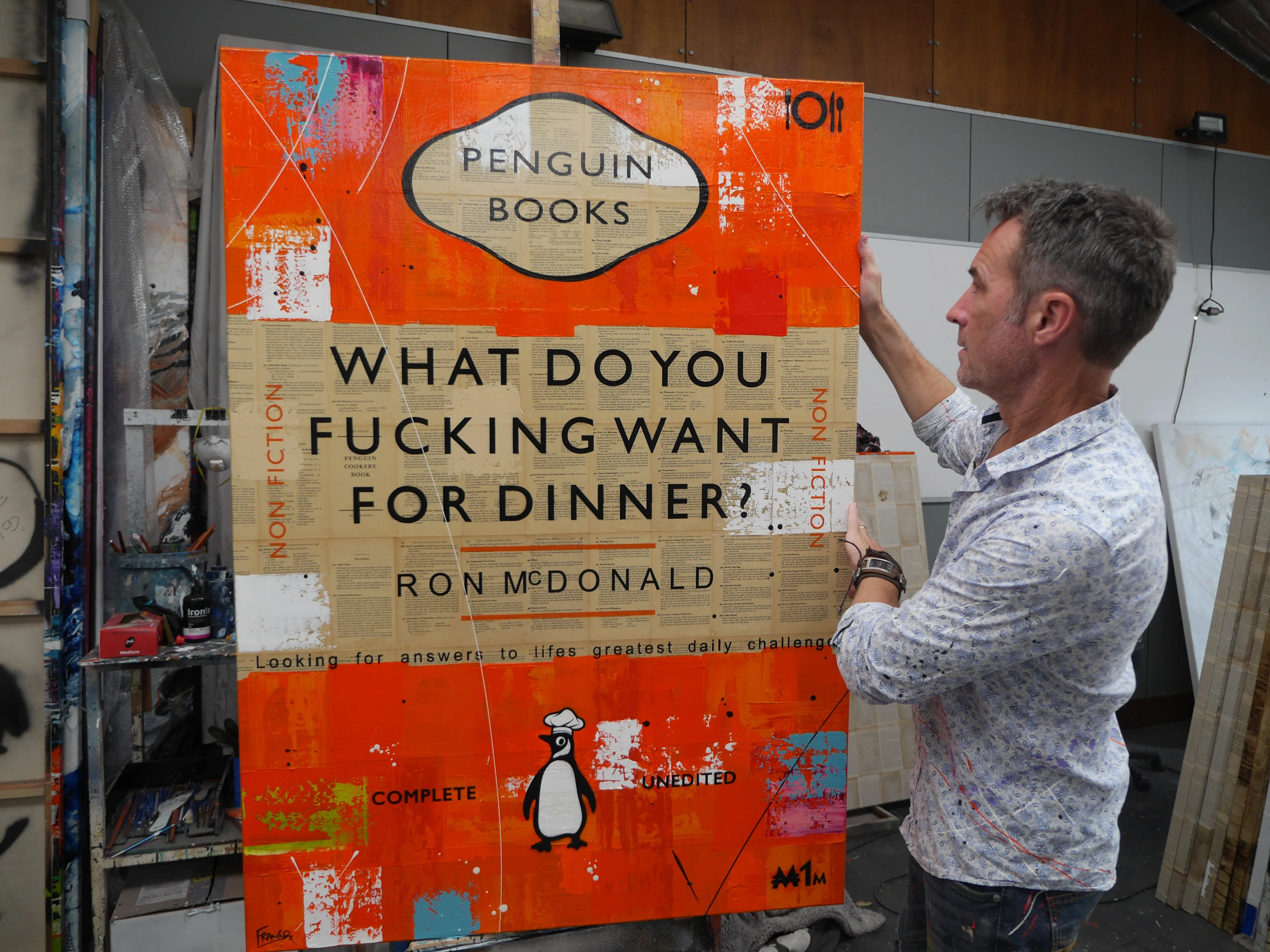 Dinner 140cm x 100cm Cooking Urban Pop Book Club Painting (SOLD)