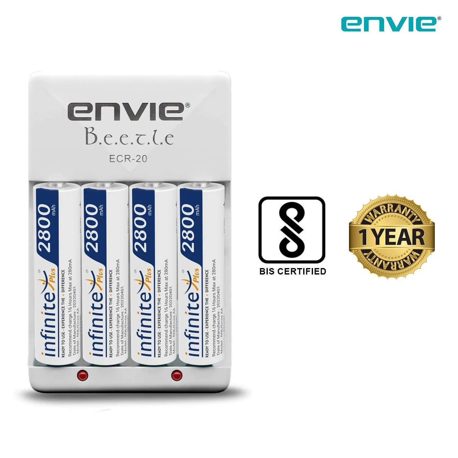 ENVIE (ECR20 AA2800 4PL) Charger for AA & AAA Rechargeable Batteries