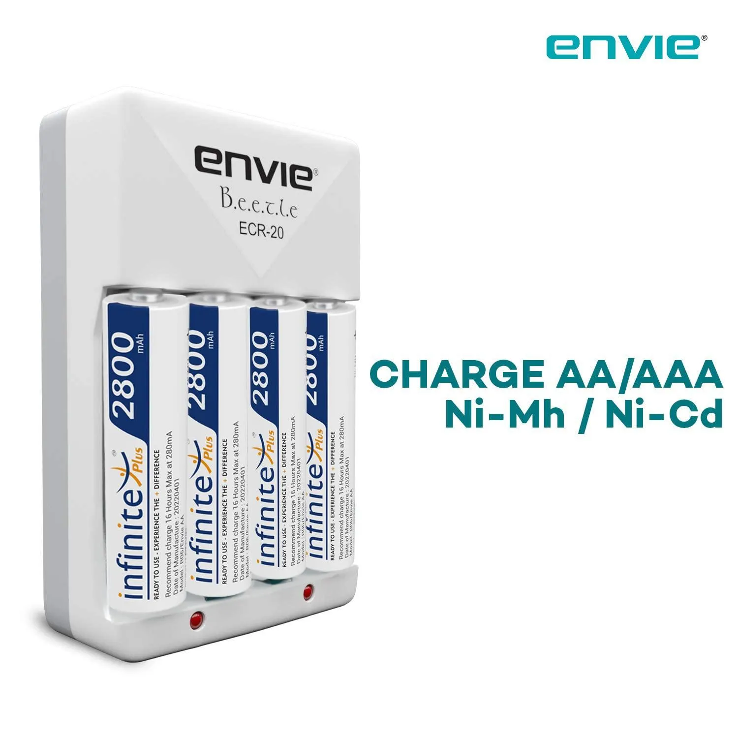 ENVIE (ECR20 AA2800 4PL) Charger for AA & AAA Rechargeable Batteries