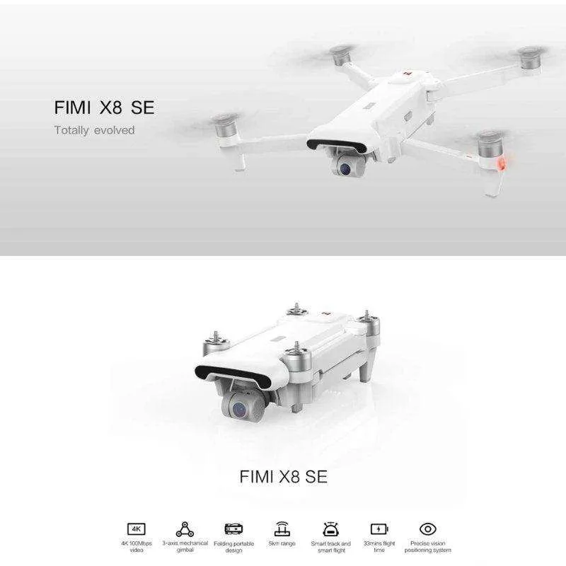 FIMI X8SE 2022 V2 Drone Camera Professional GPS 4K Foldable RC Quadcopter, 35-min Flight Time, 10km Video Transmission, Follow me, 3-Axis Gimbal (2 Batteries Megaphone) 128GB TUTT
