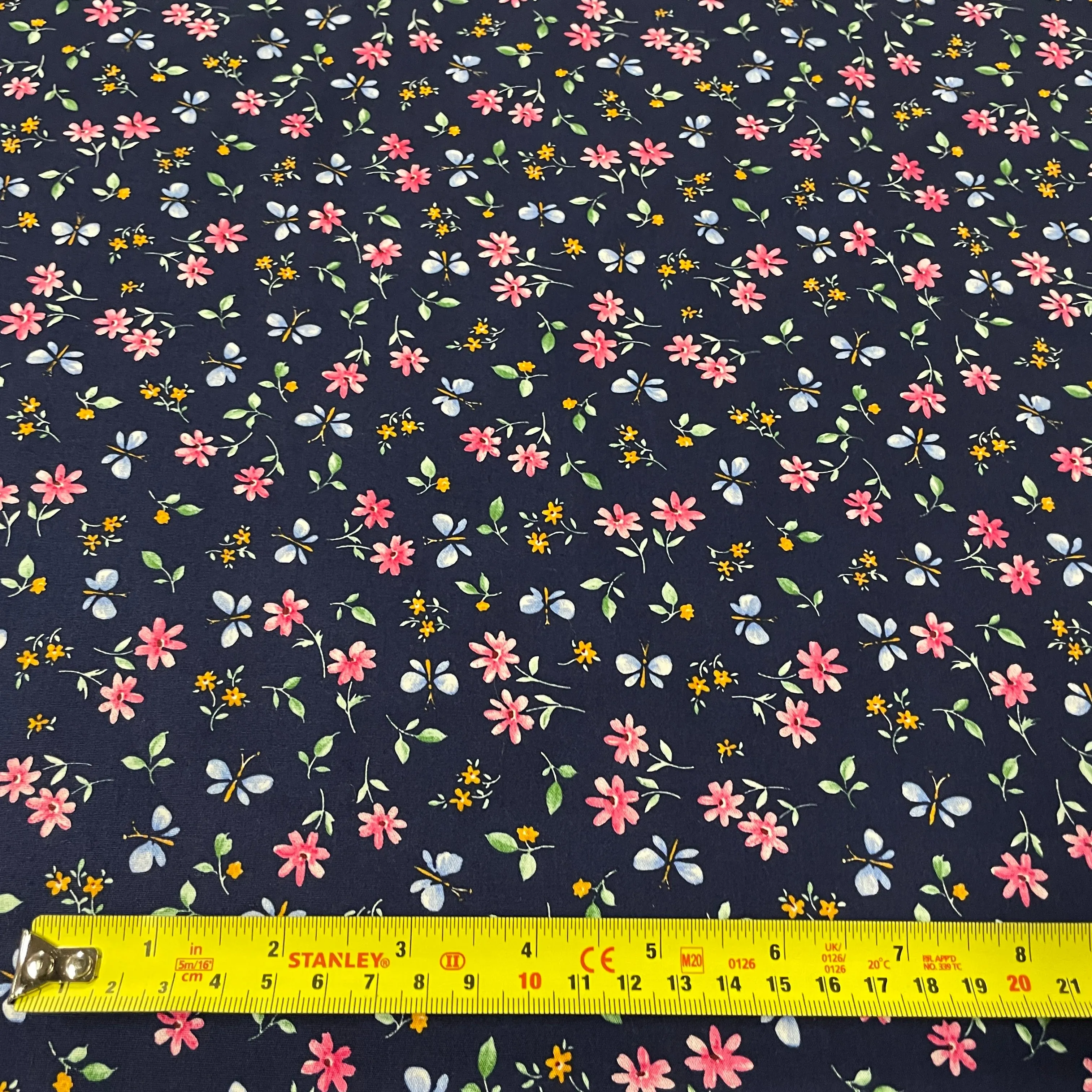 FS854_2 Navy Small Floral Cotton Poplin