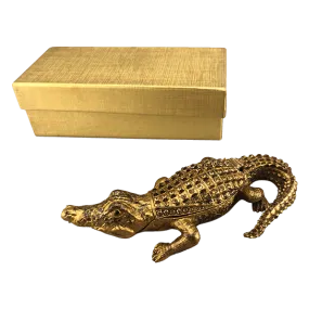 Gilded Alligator Trinket Box - Brown