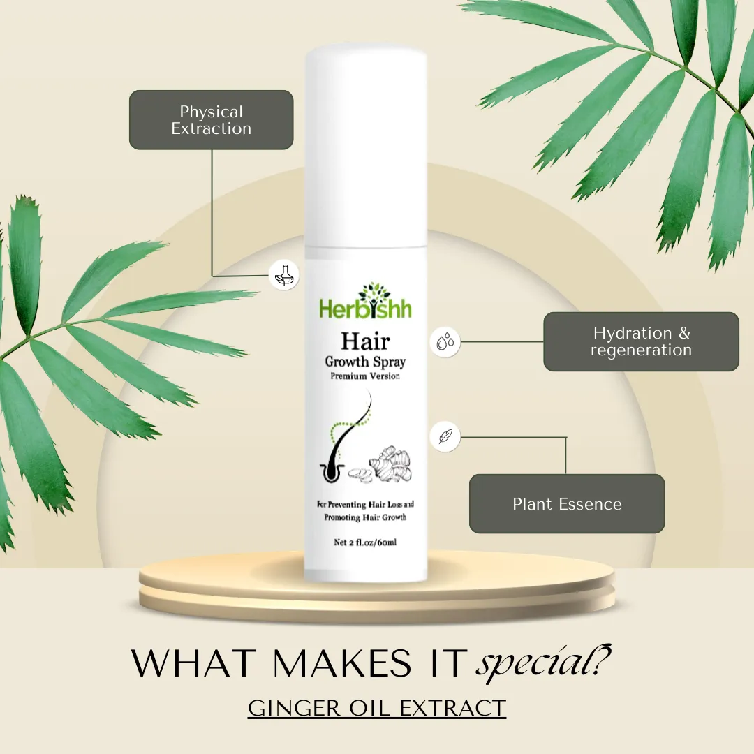 Ginger Hair Growth Spray Thickness, Shine, and Strength- Herbishh