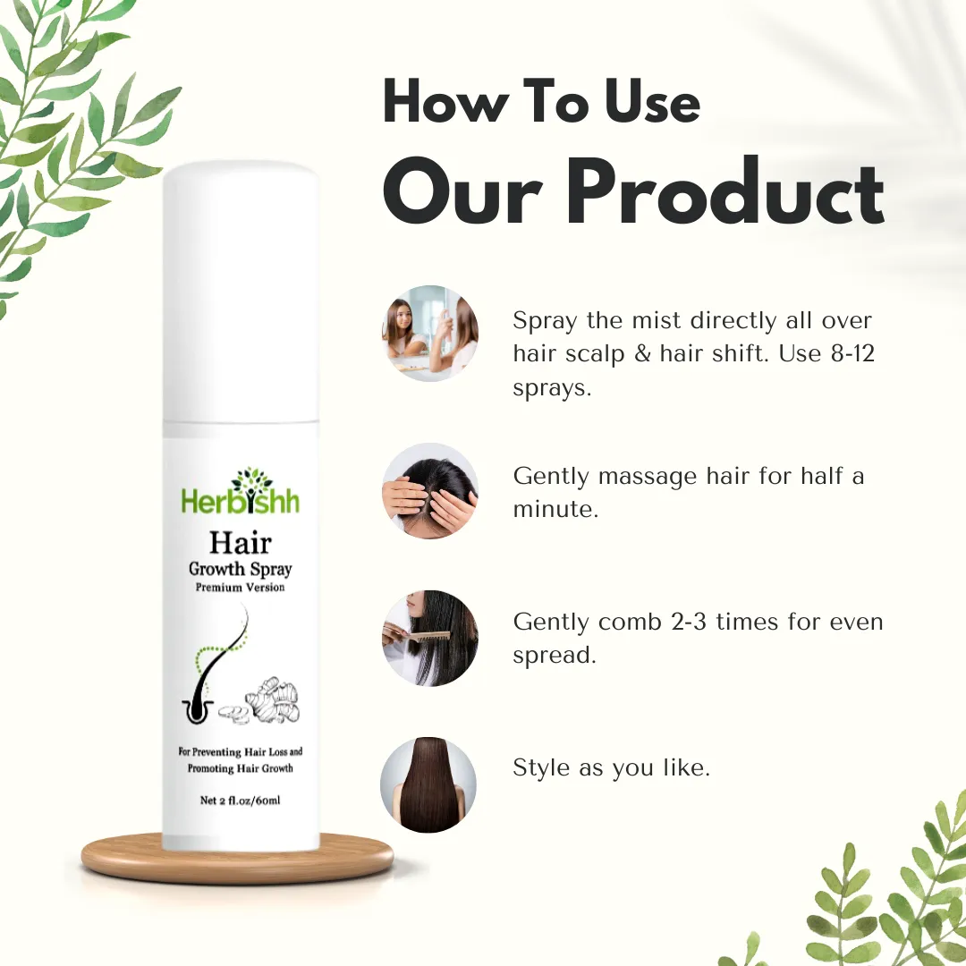 Ginger Hair Growth Spray Thickness, Shine, and Strength- Herbishh
