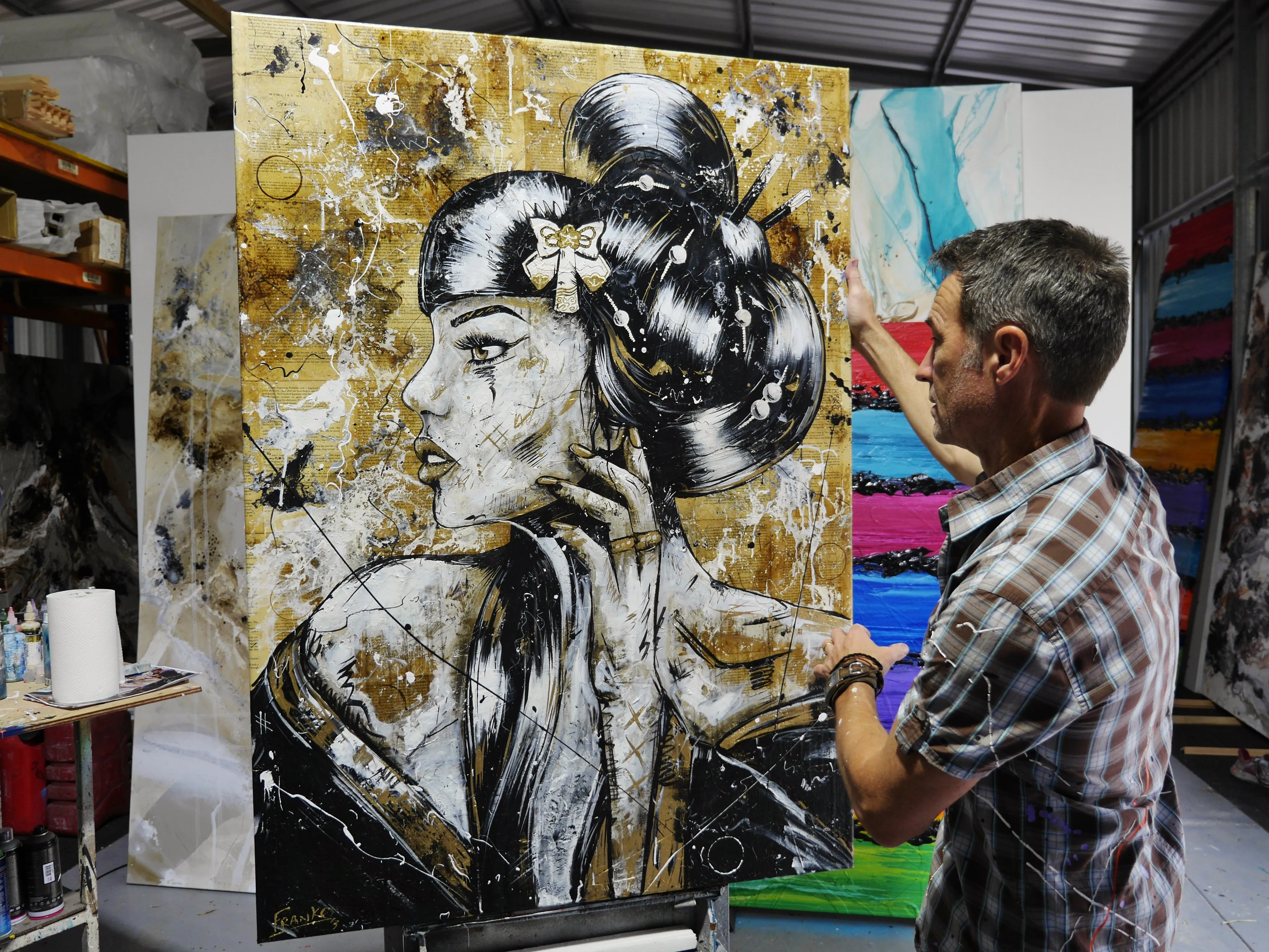 Golden Tigerlily 100cm x 140cm Geisha Abstract Realism Book Club Painting