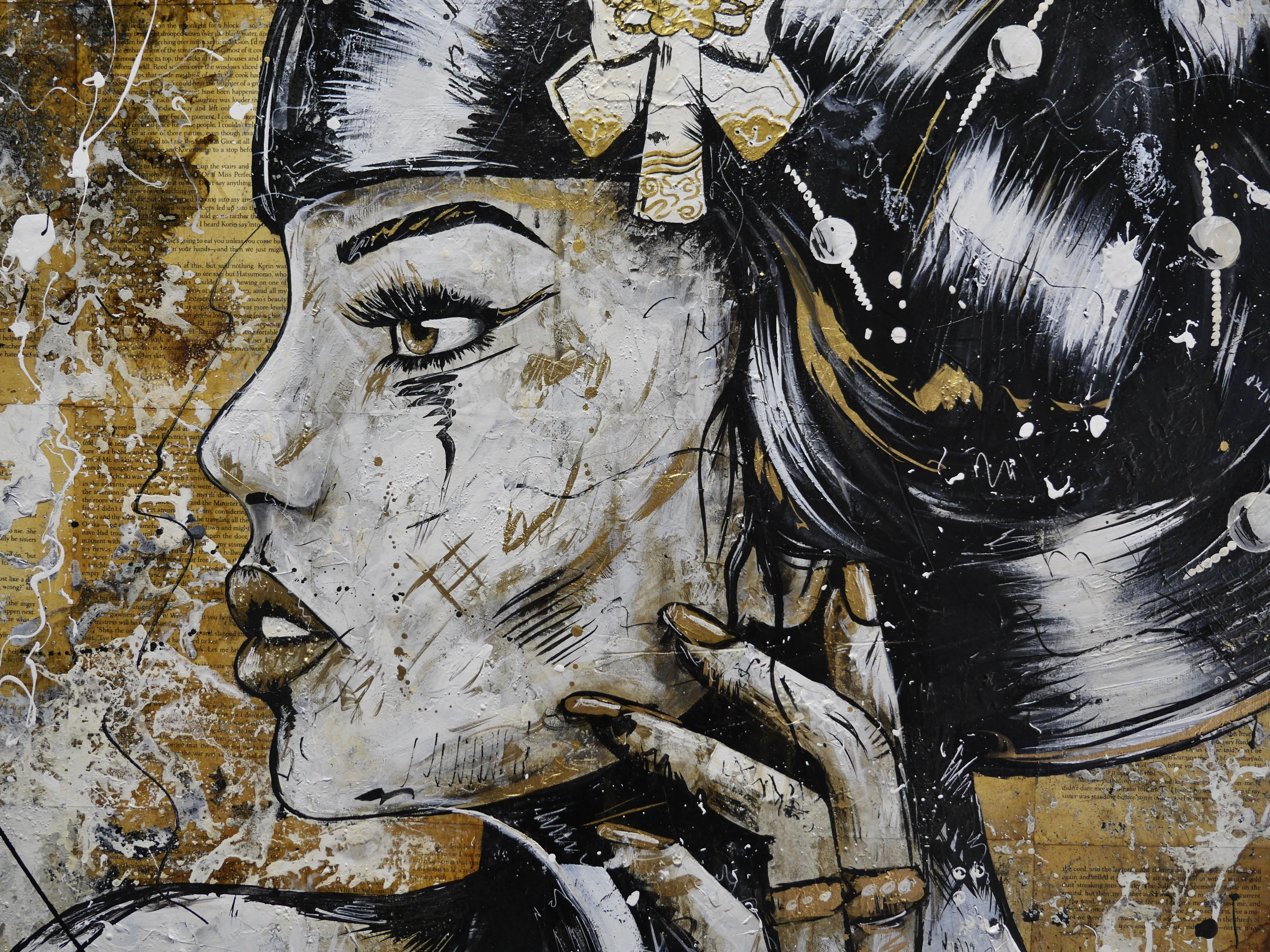 Golden Tigerlily 100cm x 140cm Geisha Abstract Realism Book Club Painting