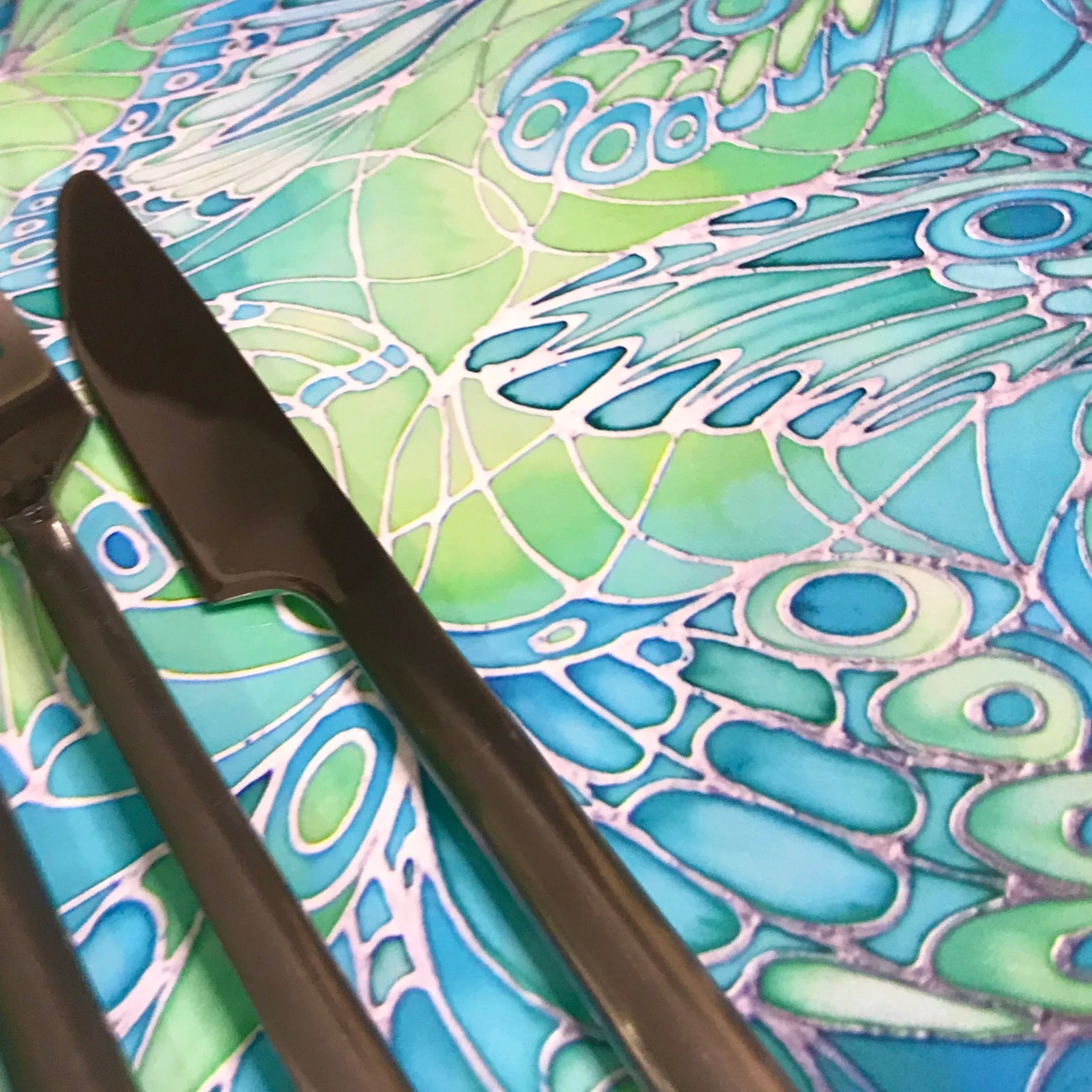 Green Glass Trivets and Chopping Boards - Butterflies Table Mats & Coasters - Green Butterfly Place Mats - Green Glass Trivets