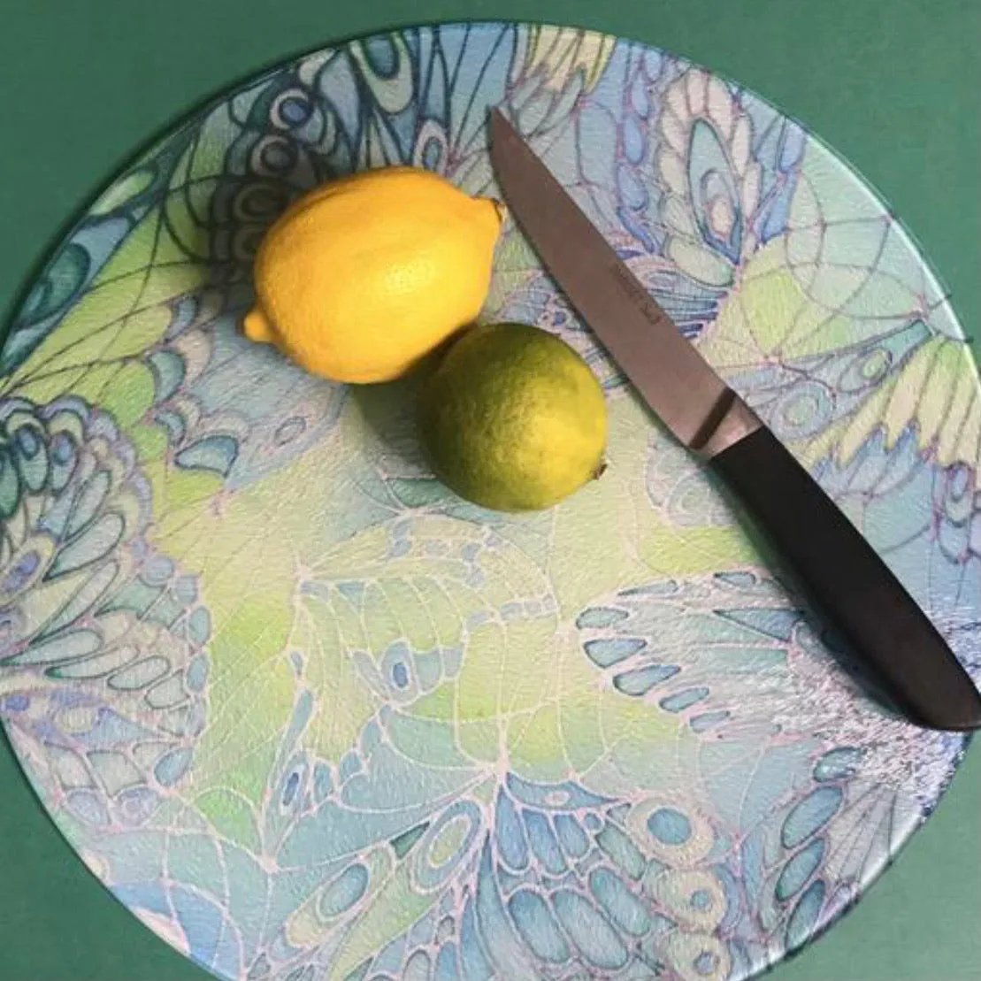 Green Glass Trivets and Chopping Boards - Butterflies Table Mats & Coasters - Green Butterfly Place Mats - Green Glass Trivets