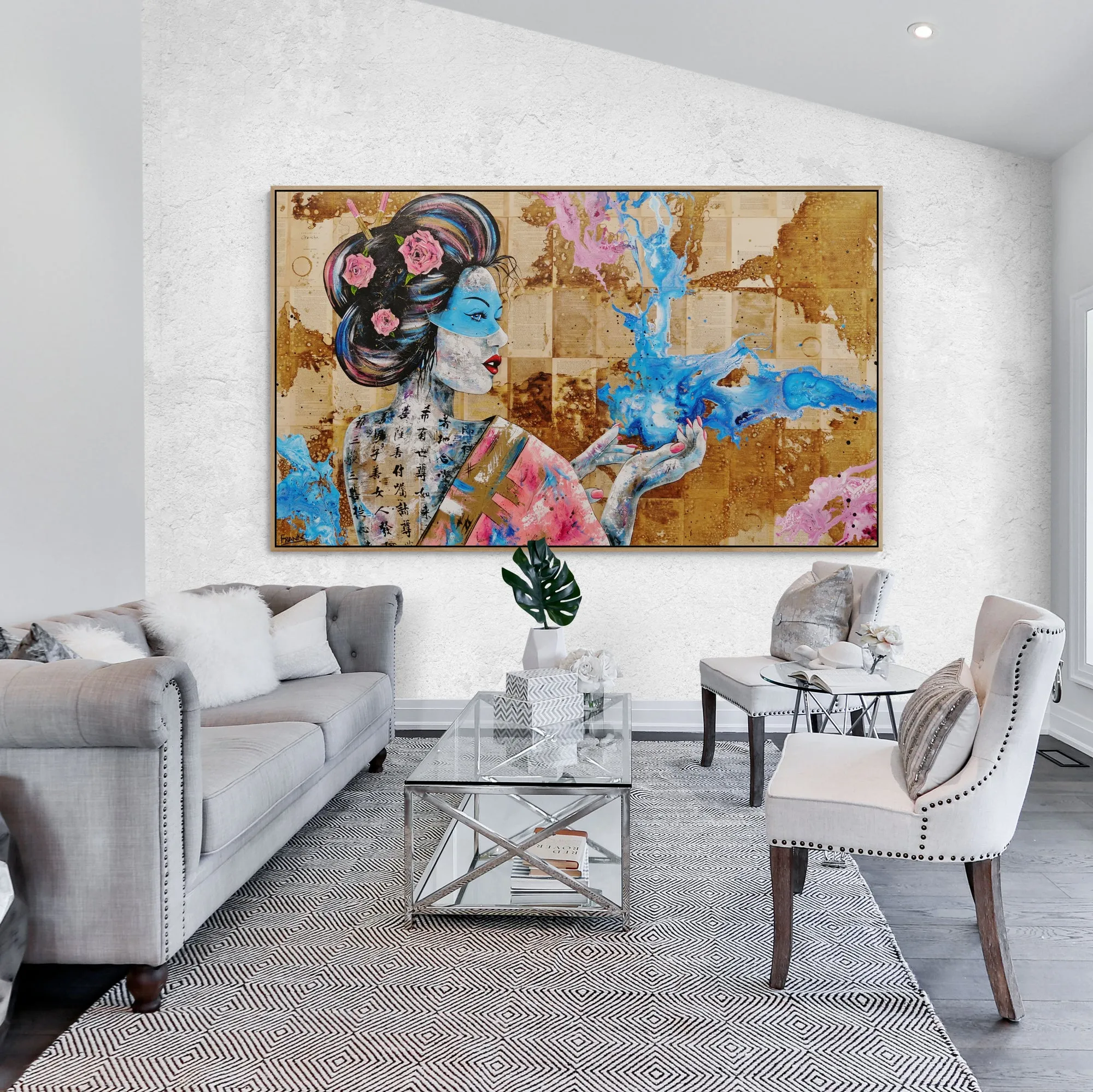 Hanabira "Petal" 200cm x 120cm Geisha Abstract Realism Book Club Painting (SOLD)