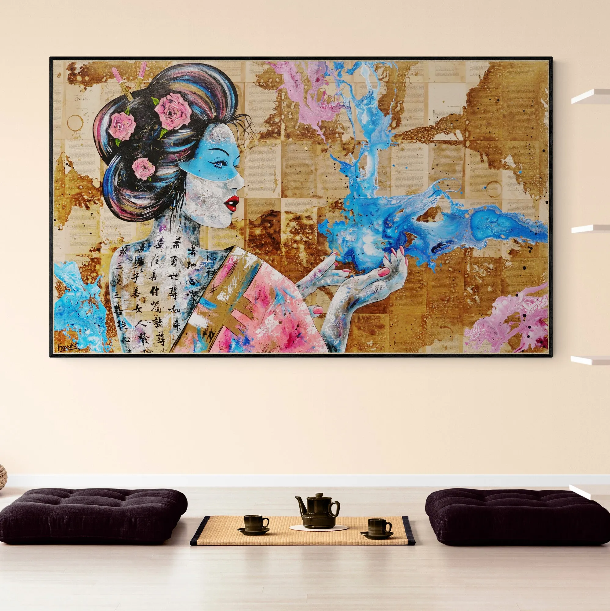 Hanabira "Petal" 200cm x 120cm Geisha Abstract Realism Book Club Painting (SOLD)