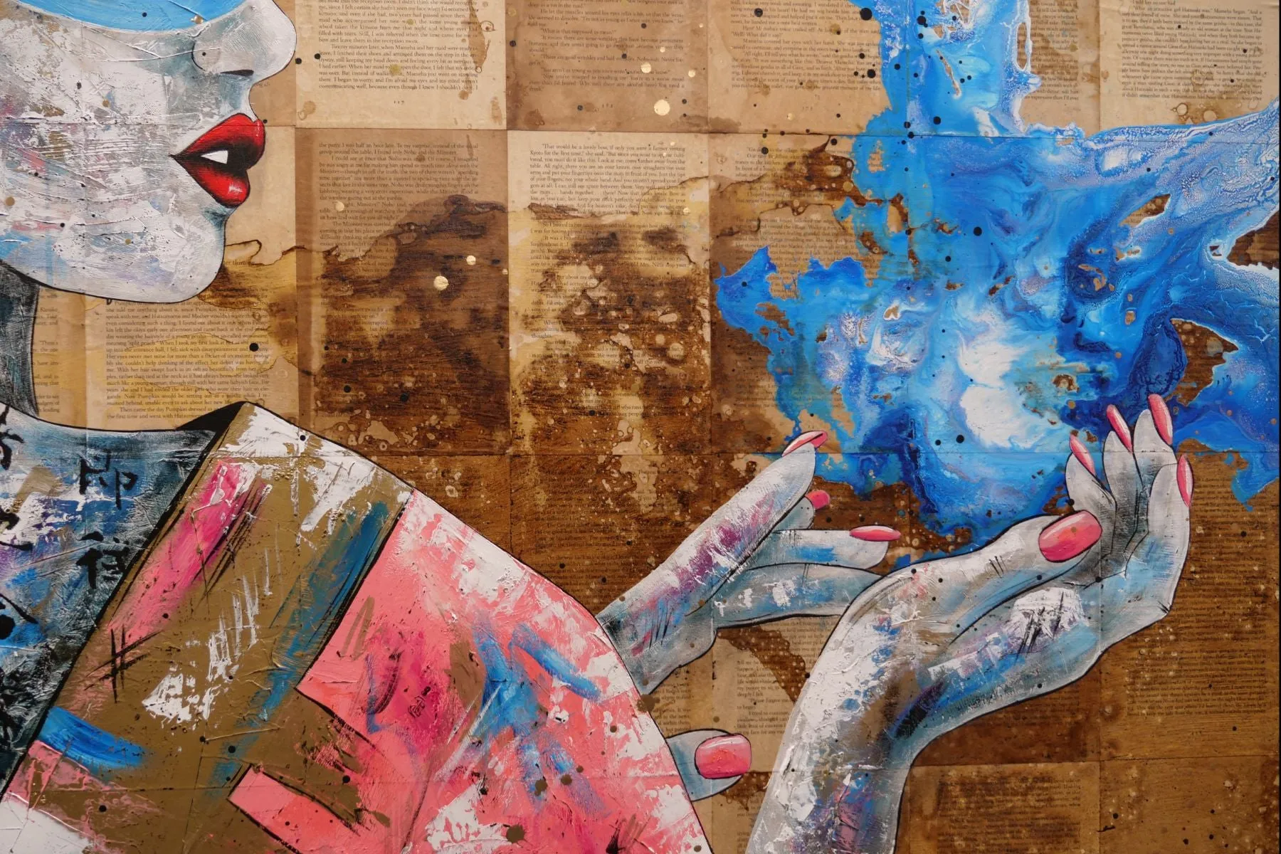 Hanabira "Petal" 200cm x 120cm Geisha Abstract Realism Book Club Painting (SOLD)