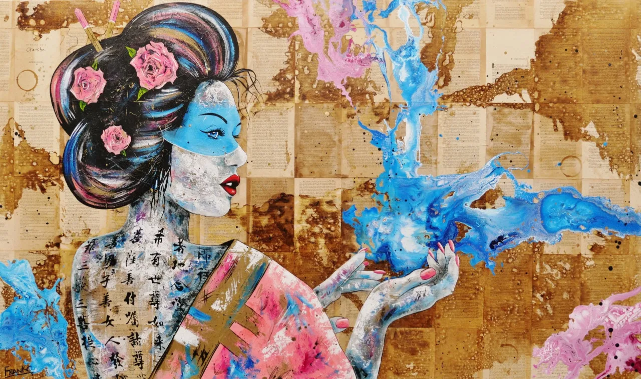 Hanabira "Petal" 200cm x 120cm Geisha Abstract Realism Book Club Painting (SOLD)
