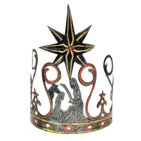 Hand-painted Tabletop Nativity Scene Curved Shape 5 inches x 8 inches