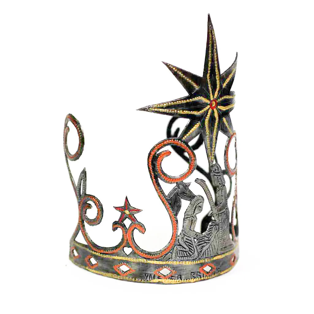 Hand-painted Tabletop Nativity Scene Curved Shape 5 inches x 8 inches