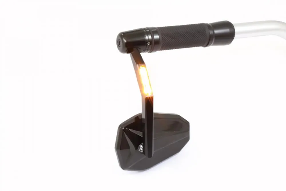 HIGHSIDER 301-028 Handlebar End Mirror "VICTORY" with LED Indicators (1 Pc) - Black