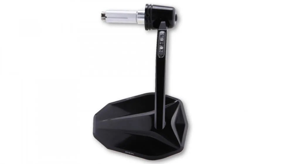HIGHSIDER 301-028 Handlebar End Mirror "VICTORY" with LED Indicators (1 Pc) - Black