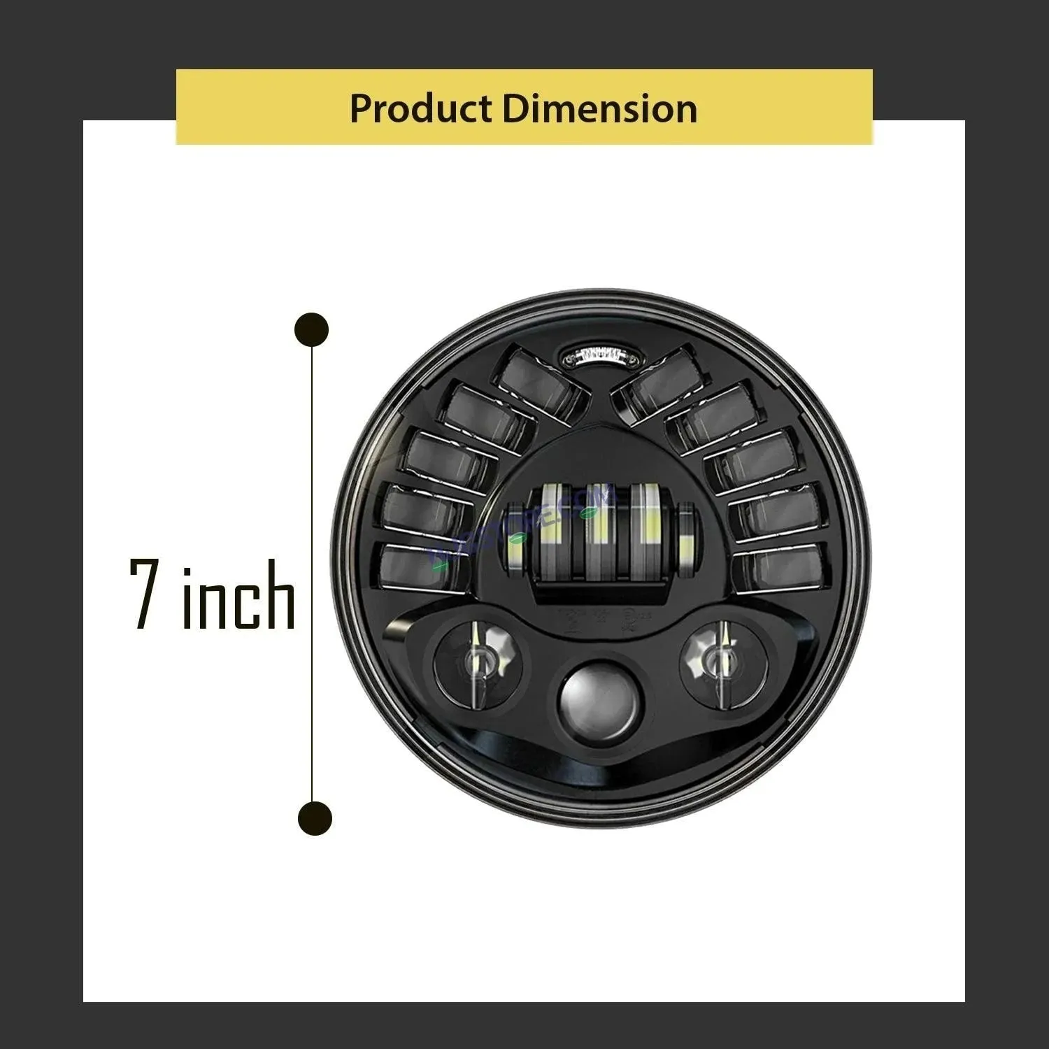 HJG 7 Inch Round Headlight with Turn Signal Indicator & Hi/Low Beam for Bullet, Mahindra Thar