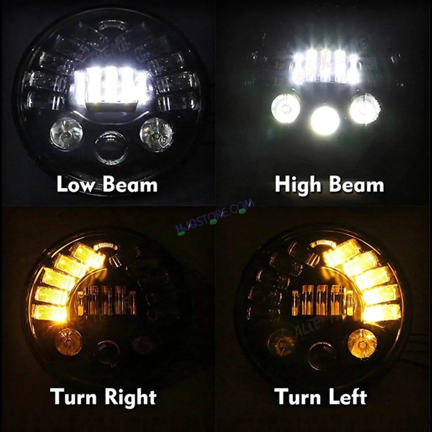 HJG 7 Inch Round Headlight with Turn Signal Indicator & Hi/Low Beam for Bullet, Mahindra Thar