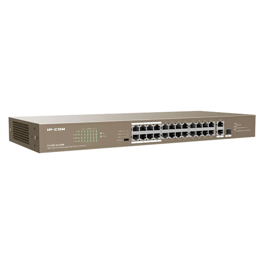 IP-COM F1126P-24-250W Unmanaged Rackmount PoE Switch 24 Port 10/100Mbps   2 Ports Gigabit Uplink   1 Port Gigabit SFP