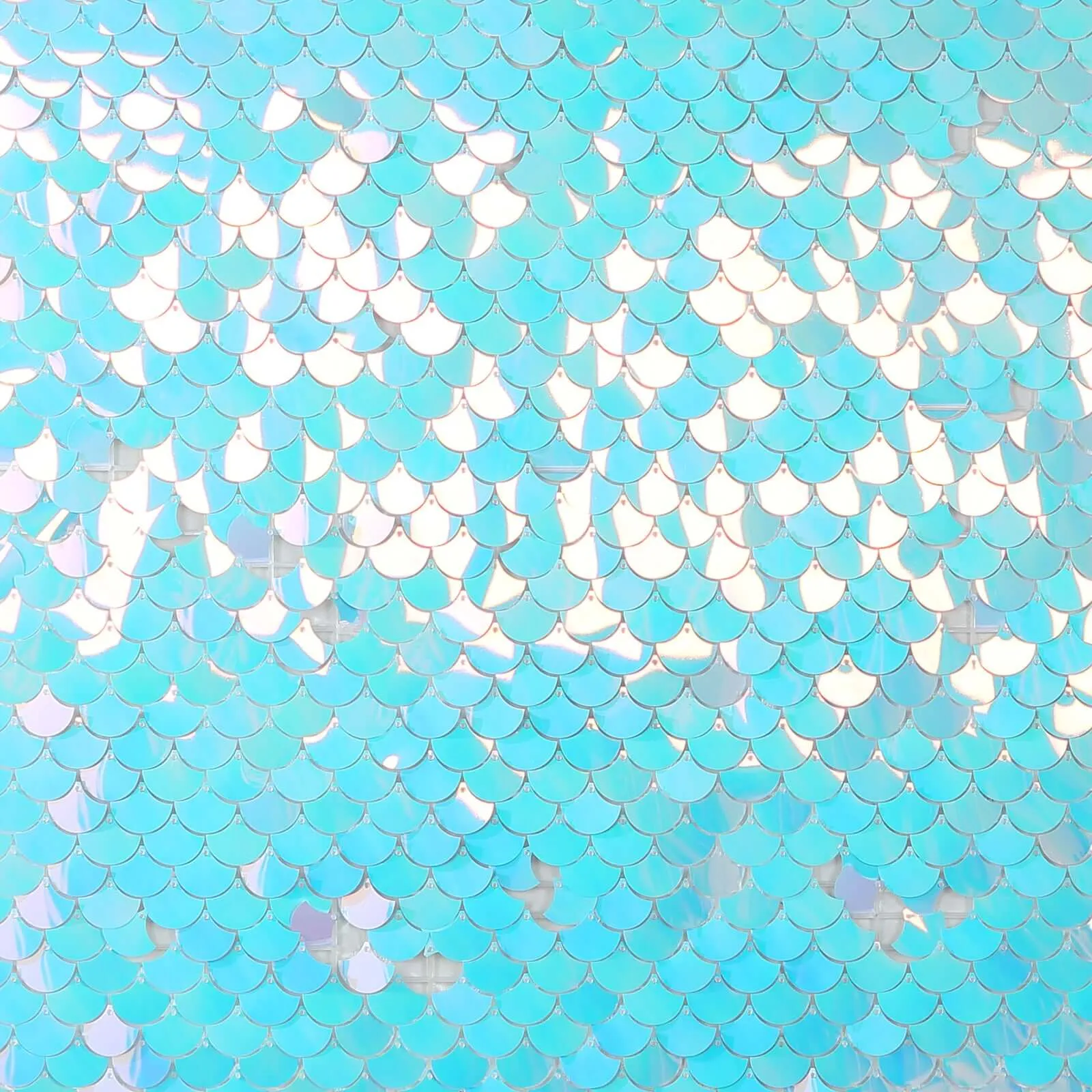 Iridescent Blue Mermaid Scales Sequin Shimmer Wall Photo Backdrop Panels, Shiny Party Wall Art Décor 24 Panels - 24sq.ft