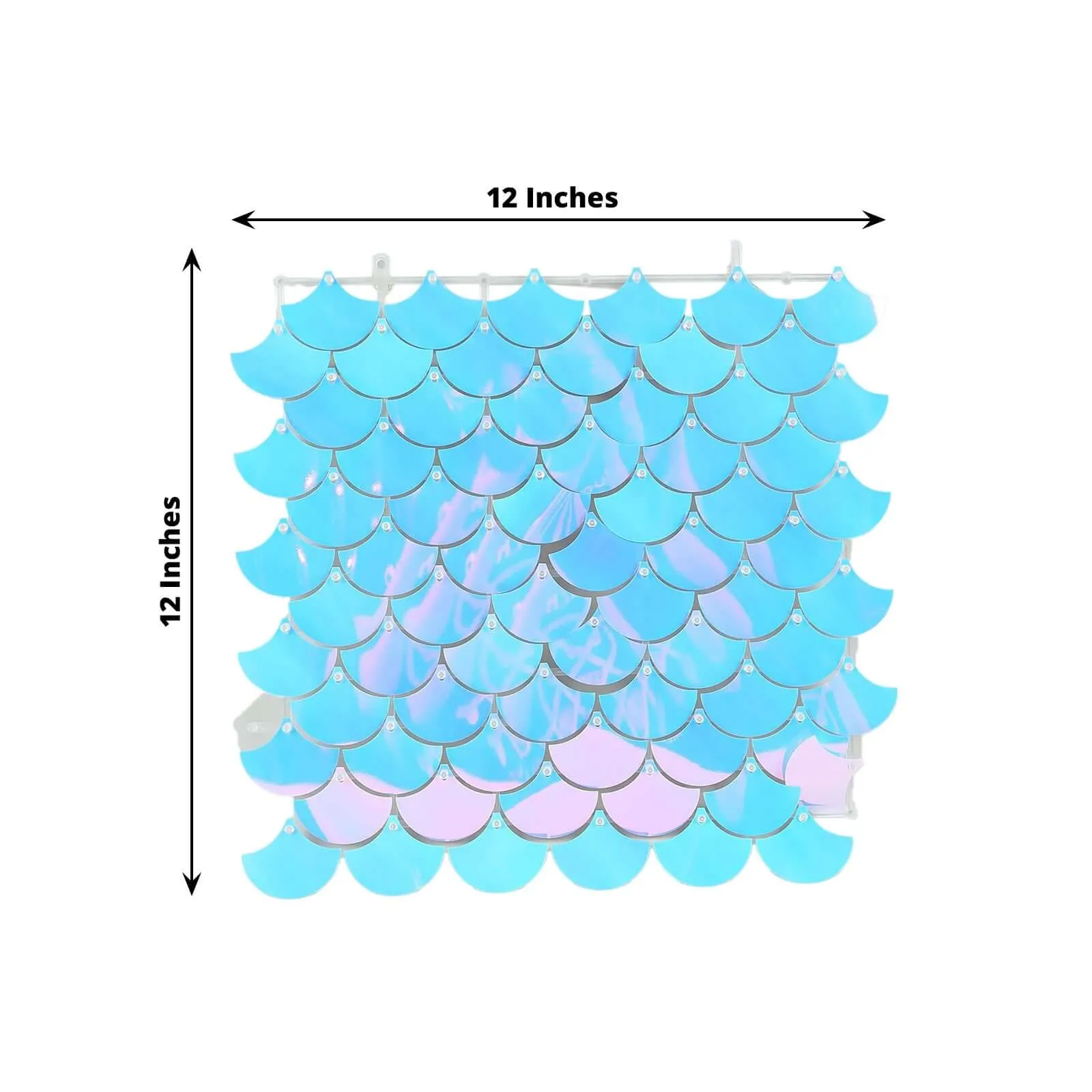 Iridescent Blue Mermaid Scales Sequin Shimmer Wall Photo Backdrop Panels, Shiny Party Wall Art Décor 24 Panels - 24sq.ft