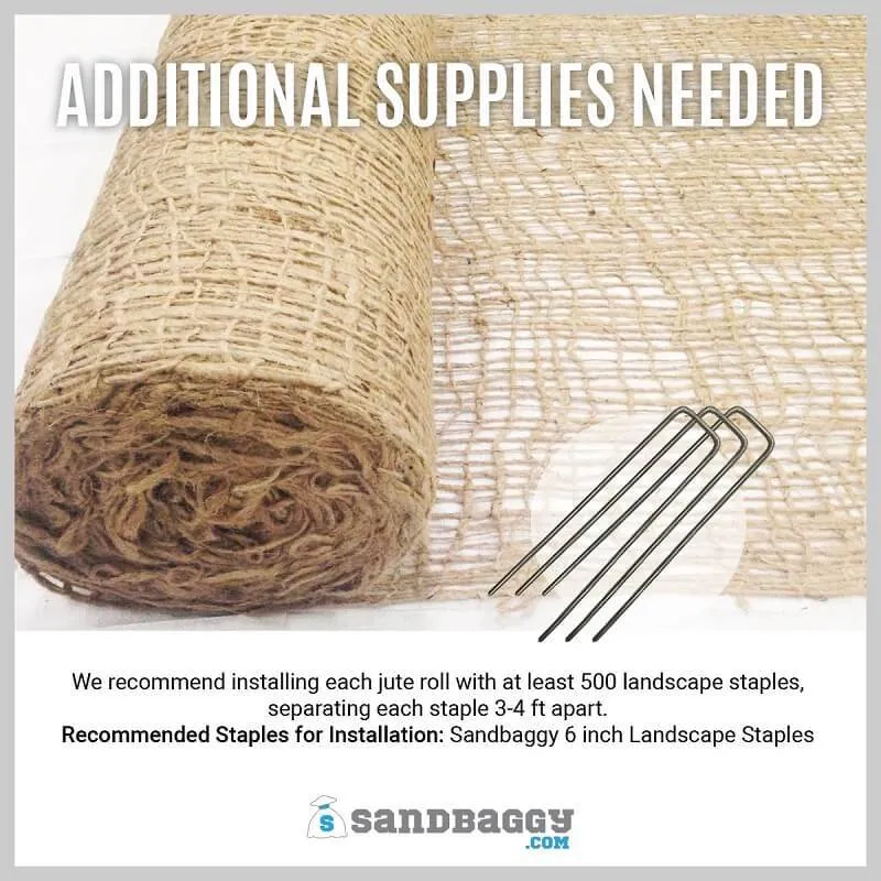 Jute Netting - Erosion Control (Biodegradable) - 4 ft or 8 ft Wide (Lasts 6-24 mo)