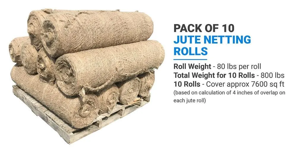Jute Netting - Erosion Control (Biodegradable) - 4 ft or 8 ft Wide (Lasts 6-24 mo)