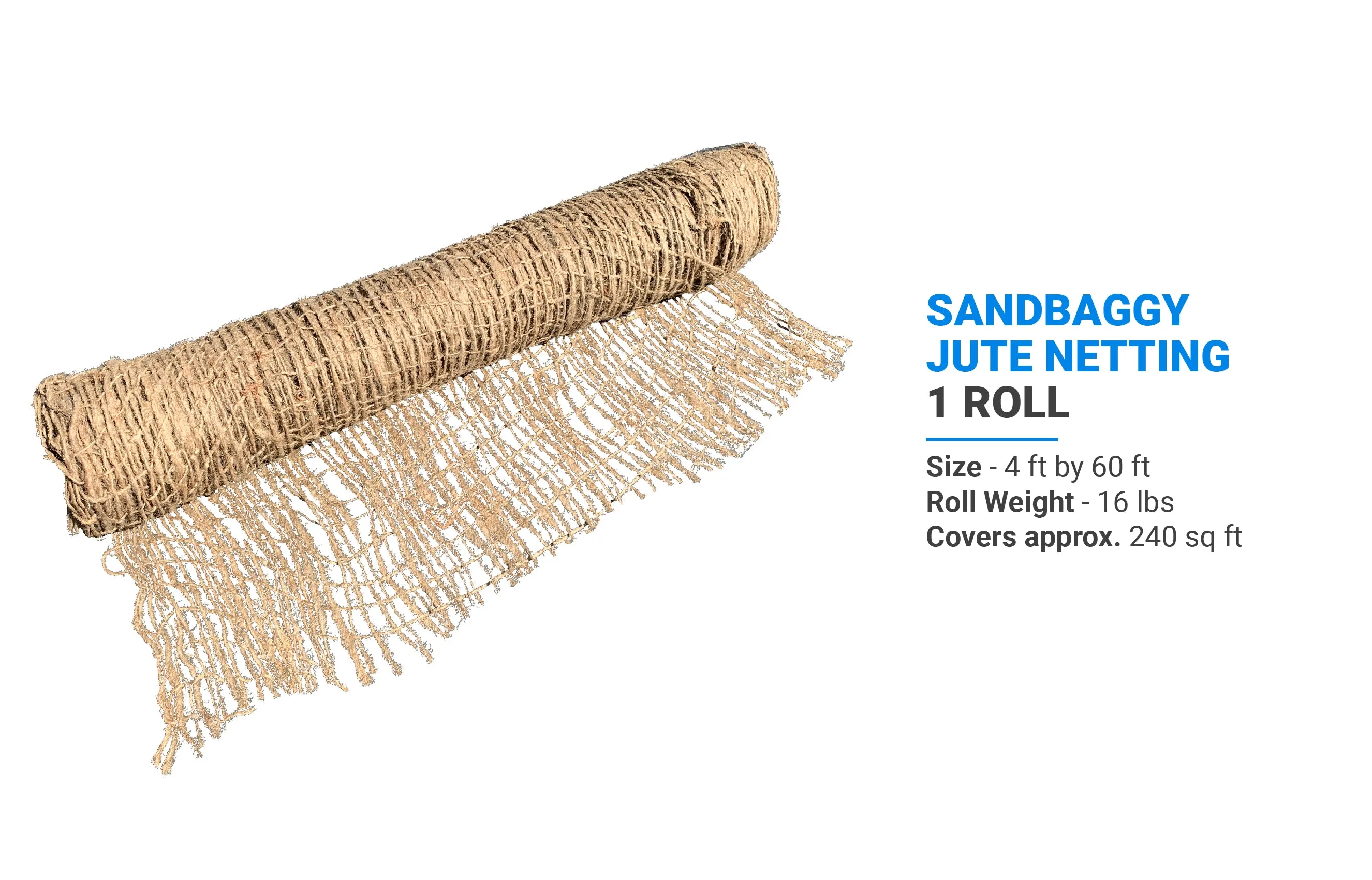 Jute Netting - Erosion Control (Biodegradable) - 4 ft or 8 ft Wide (Lasts 6-24 mo)