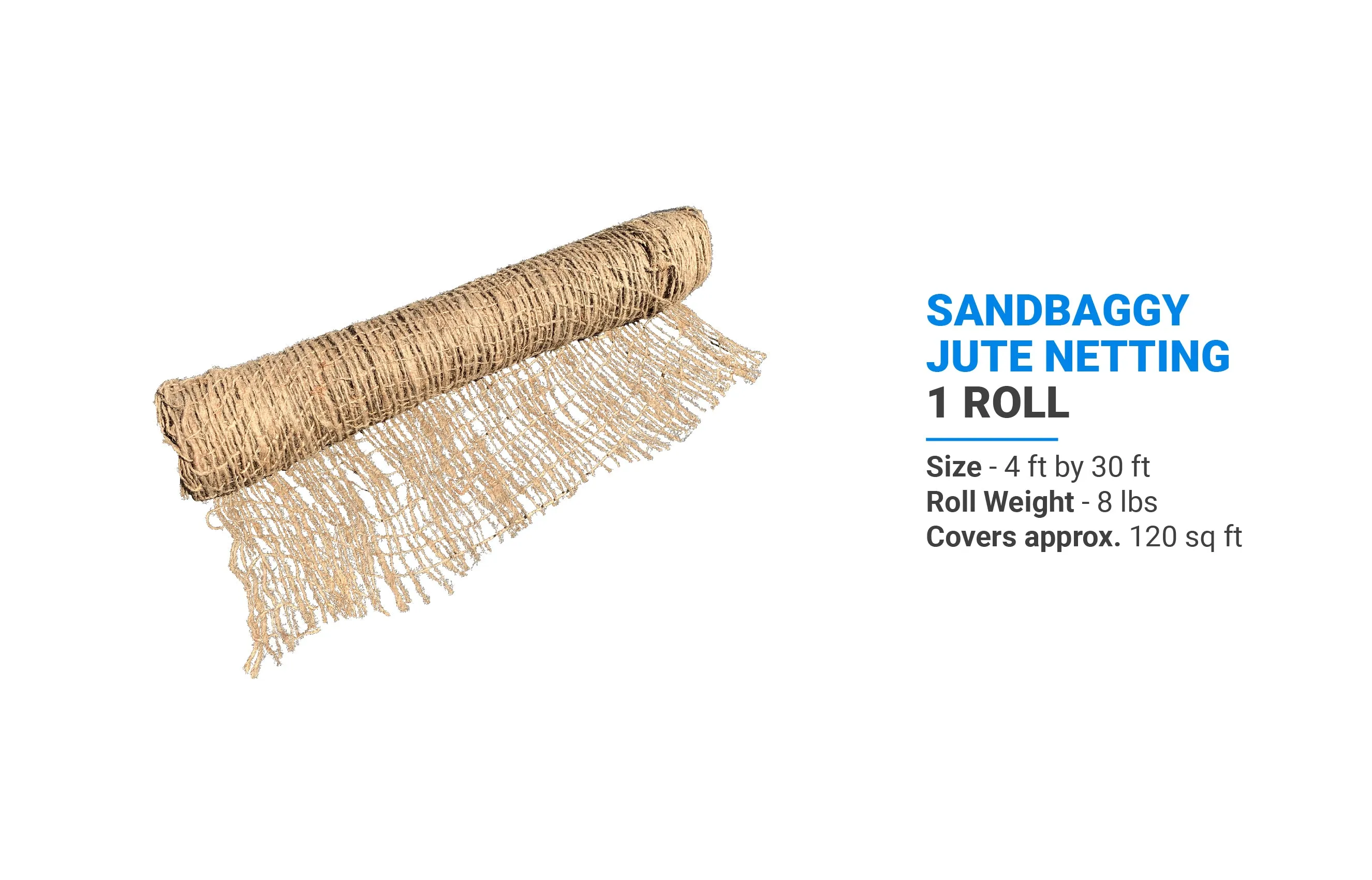 Jute Netting - Erosion Control (Biodegradable) - 4 ft or 8 ft Wide (Lasts 6-24 mo)
