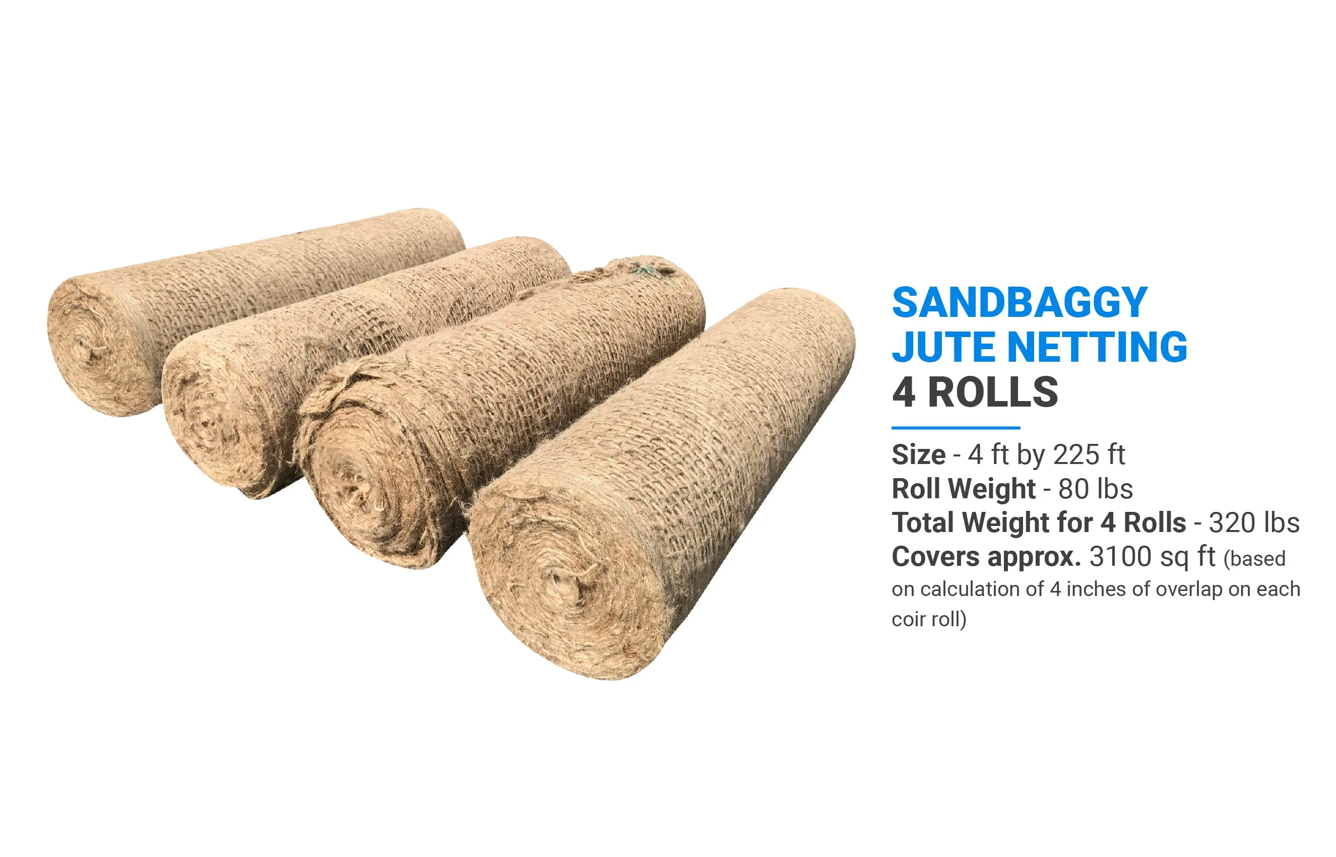 Jute Netting - Erosion Control (Biodegradable) - 4 ft or 8 ft Wide (Lasts 6-24 mo)