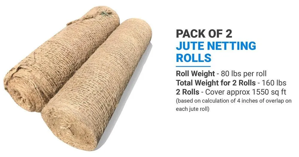 Jute Netting - Erosion Control (Biodegradable) - 4 ft or 8 ft Wide (Lasts 6-24 mo)