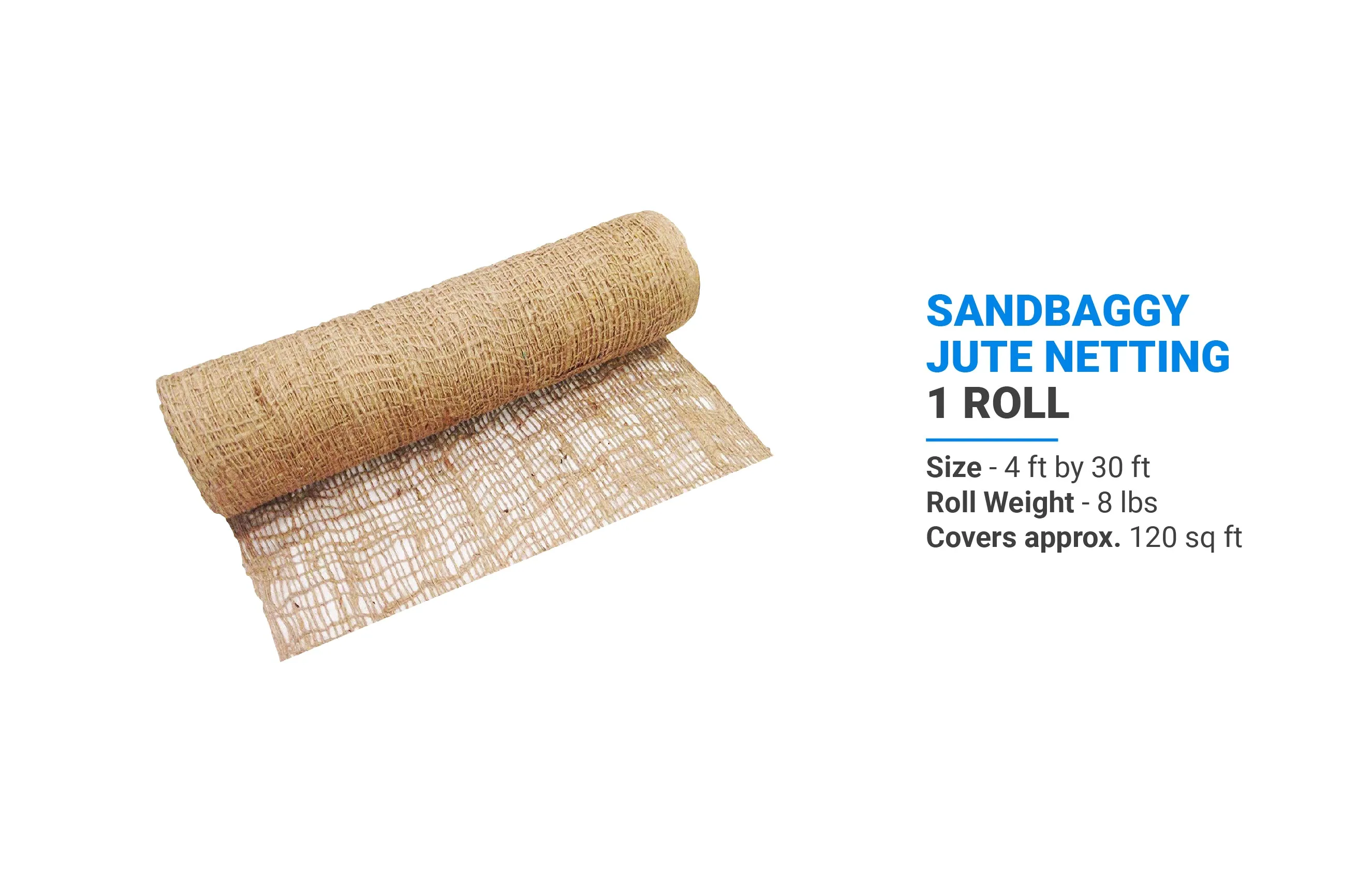 Jute Netting - Erosion Control (Biodegradable) - 4 ft or 8 ft Wide (Lasts 6-24 mo)