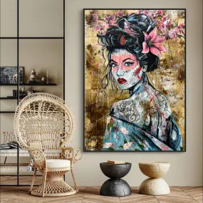 Katakana 140cm x 100cm Geisha Abstract Realism Book Club Painting (SOLD)