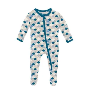 Kickee Pants Printed 2 Way Zipper Footie - Latte Scales