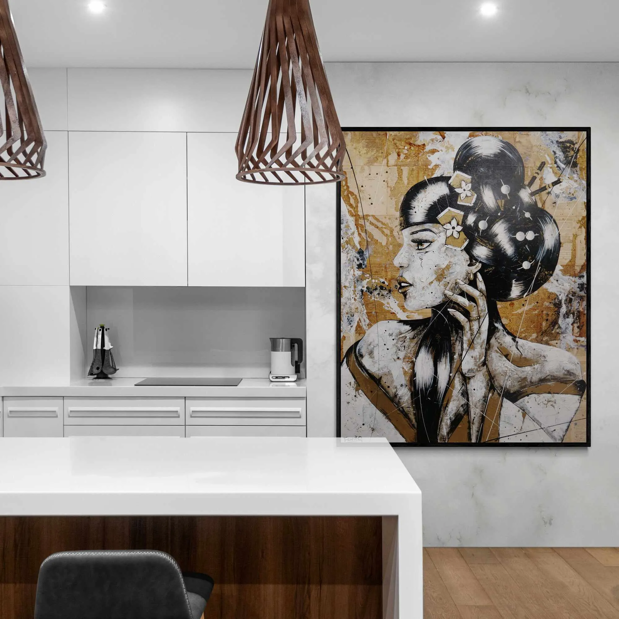 Kin Ojo 120cm x 150cm Geisha Abstract Realism Book Club Painting (SOLD)