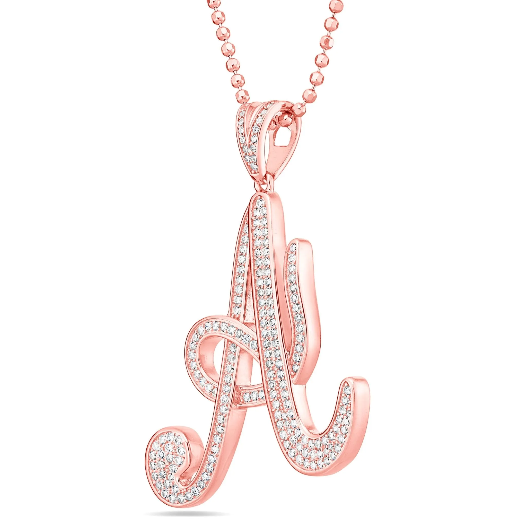Large Silver Script Pave Initial Pendant